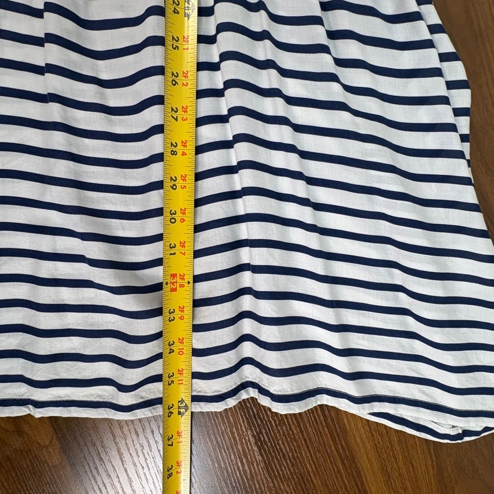 Lands' End Navy and White Striped V-Neck Drawstring Swim Coverup - Picture 8 of 8